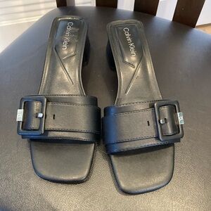 Calvin Klein Black Leather Sandals
